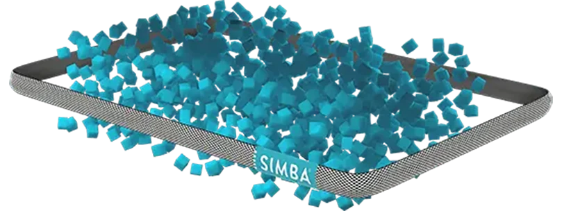 een illustratie van de structuur van het simba hybride kussen met stratos technologie