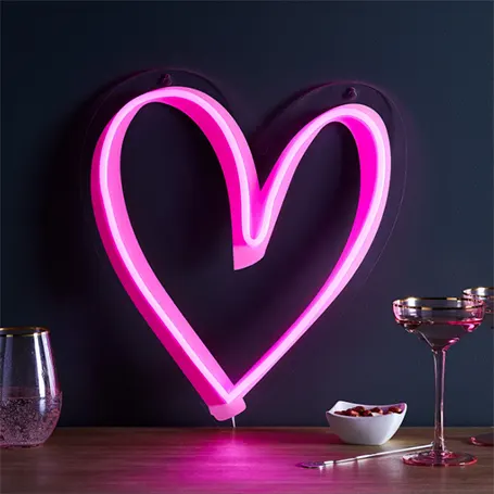 Roze Neon Hart Wandlamp