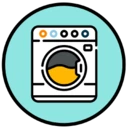 Een pictogram van een wasmachine, ter illustratie van een product dat geschikt is voor machinaal wassen